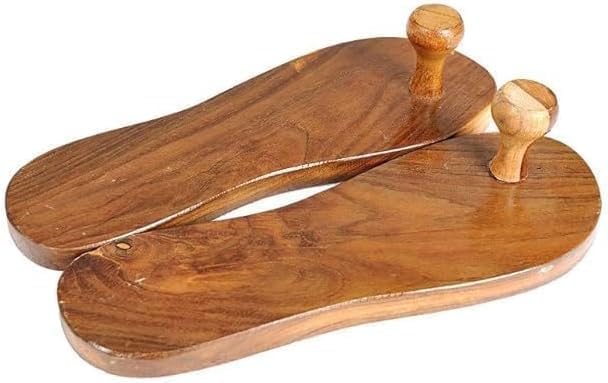 Wooden Khadau Charan Paduka 14 CM, Traditional Hindu Pooja Footwear for Meditation, Prayer & Devotional Decor