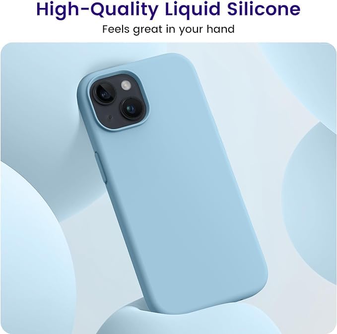 Image of MIDOS Back Cover Compatible with iPhone 15 Case Liquid Silicone Full Protection Shock Proof Back Cover for iPhone 15 (Syria Blue)