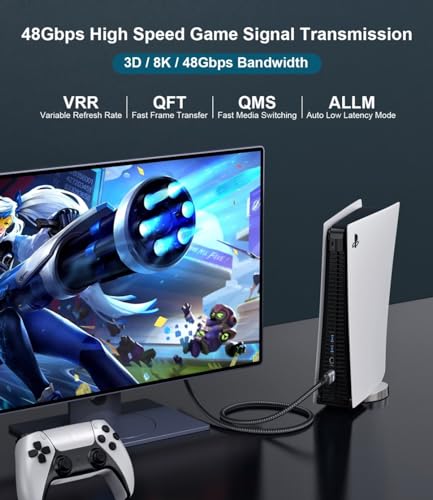 6. Bild von Adauxter 10K 8K HDMI 2.1 Kabel 2M, Zertifiziert 48Gbps Ultra High Speed HDMI Kabel mit Ethernet 4K 240Hz 165Hz 144Hz 120Hz 8K 60Hz eARC HDCP2.3 HDR10+ PC Laptop TV Monitor Projektor PS5 X-Box 2 Meter