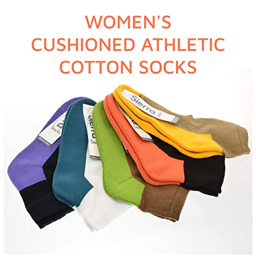 Sierra Socks Women's Big Girl's Cushioned Athletic Cotton Socks for Running, Gym, Sports, Fits US Shoe Size 4-104