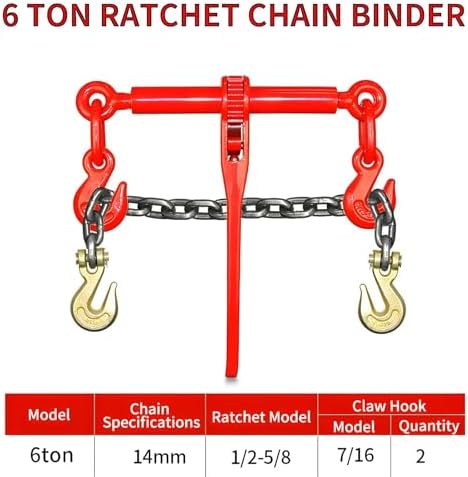 2 Pcs 2 Ton Ratchet Chain Binder Kit - Heavy Duty 5/16" & 3/8" Load Binder with G80 19.7 FT Chain & 3/8" Clevis Hooks for Towing, Hauling, Tie Down, Secure Cargo