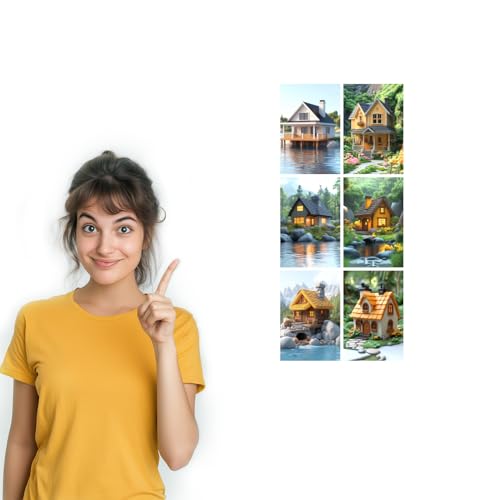 Image of SiddArtify Cottagecore Wall Art Prints Set - Whimsical House Poster Decor for Living Room Bedroom - Set of 2-4x6 Inch - Board (Pack of 6) - Sticker (Pack of 6)
