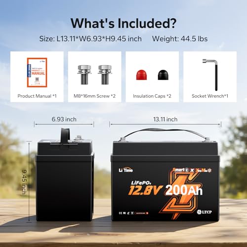 Image of Litime 2Pack 12V 200Ah Mini LiFePO4 Battery with Bluetooth (Group 31+), Up to 20000 Deep Cycles Lithium Batteies, 200A BMS, 2560Wh for RV Camping, Marine, Home Backup, and Power Outages.