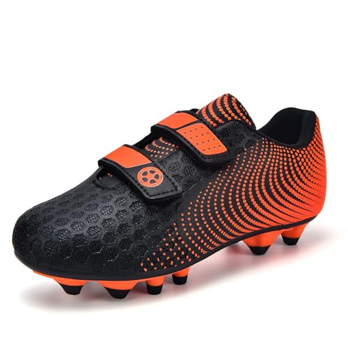 Zapatillas de Futbol Botas de Futbol Niño Zapatos de Futbol Césped Artificial Tacos Entrenamiento Cómodo Transpirable Verano 32 Negro Naranja Unisex
