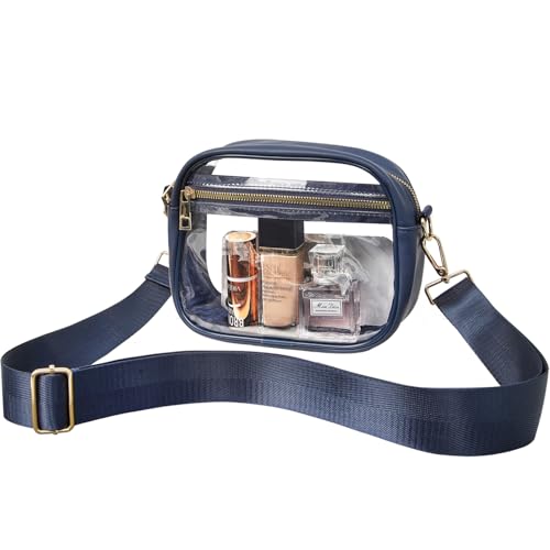Image of Fibrdoo Clear Bag Stadium Approved, Leather Clear Crossbody Purse Bag for Concerts Sports Events Festivals