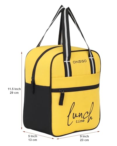 Image of Durable & Lightweight Lunch Bag | Trendy Water-Resistant Tiffin Bag & Meal Holder for Office, School, Travel & Picnic, Stylish, Insulated Design for Men, Women & Kids (Yellow)