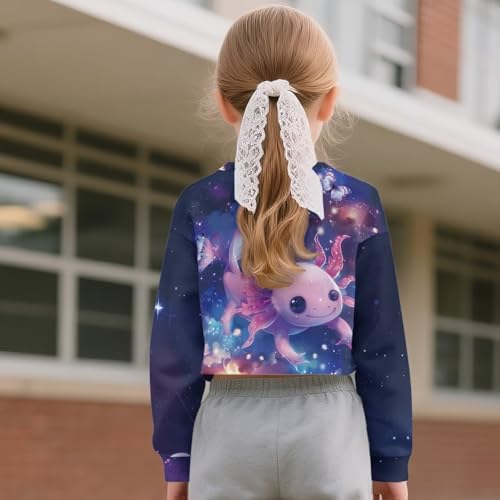 Girls Long Sleeve Sweatshirts Soft Athletic Crop Tops Fall Winter Crewneck Pullover T-shirt Sportswear 5-14 Years2