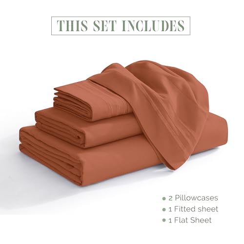 Elegant Comfort Luxury 1500 Premium Hotel Quality Microfiber 4-Piece Sheet Set - Soft, All Around Elastic 18-24 Inches Deep Fitted Sheet - Extra Deep Pocket Sheets, Queen, Coral
