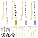 FREEBLOSS 4 Set DIY Metall Lesezeichen Set Goldenes Lesezeichen DIY Set Vintage Lesezeichen Lesezeichen Mit Kristallanhänger Handgefertigtes Lesezeichen Set Mit Anleitung Metall Lesezeichen