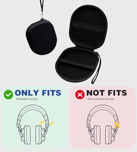 Image of M.G.R.J Portable Carrying Case Cover for JLab JBuds LUX ANC Smart Active Noise Cancelling Over Ear Wireless Headphones (Hard|EVA|Black)