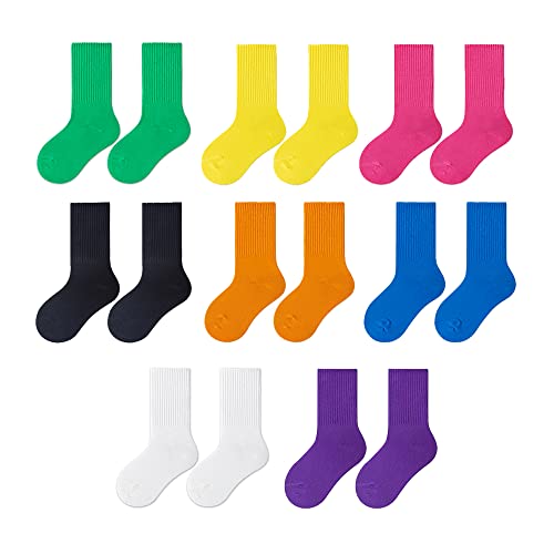 Madcap Little Girls Crew Socks Cotton Colorful Mid-Calf Scrunch Long Socks For Kids Boys Pack Of 8 (Medium) #TOP5