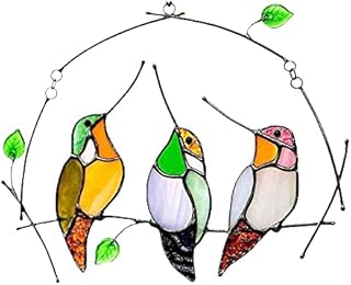 Multicolor Birds on Tree Branch Sun Catchers Bird Suncatcher Window Hangings for Windows Doors Room Home Decoration Hummingbird Ornament Gifts for Bird Lovers (1 bird A)