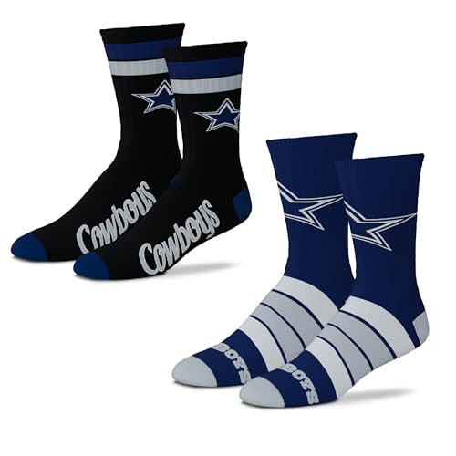 FBF - Official NFL Duo Adult Team Logo & Colors Crew Dress Socks Footwear for Men and Women Game Day Apparel - 2 Pack (Dallas Cowboys)