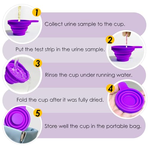 Image of QMARK Collapsible Silicone Pee Cups for Ovulation and Pregnancy Tests, 2 Pack with Travel Case, Reusable