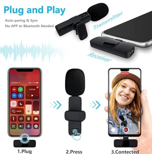 Image of BQYA K9 Dual Wireless Microphone, Digital Mini Portable Recording Clip Mic with Receiver for All iOS,Lighting Mobile Phones Camera Laptop for Vlogging YouTube Online Class, Zoom Call