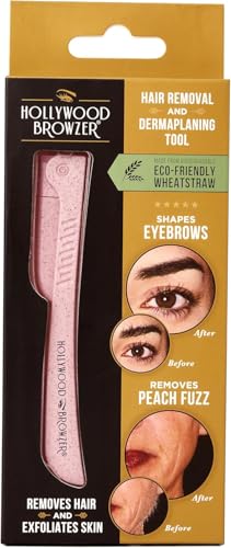 Hollywood Browzer Eyebrow Razor - Facial Hair Remover Shaver Trimmer Shaper | Removing Unwanted Hair | Dermaplaning | Exfoliation | Protective Pouch Included (Citrine)
