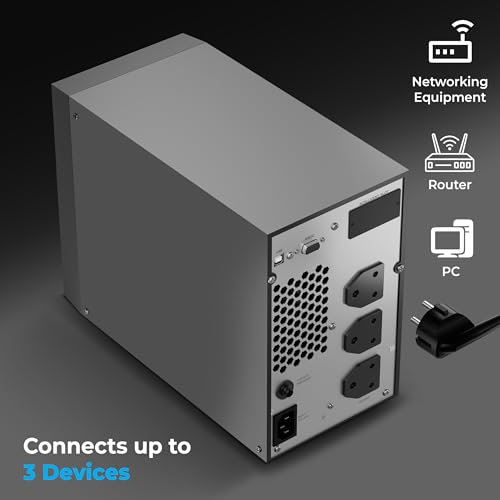 Image of Foxin 1000VA LED Uninterrupted Power Supply - UPS Online 1KVA /800W for Computers, Desktop PCs, WiFi Router & Networking Devices, Security /Emergency Systems | Battery Backup UPS for Home & Office Use