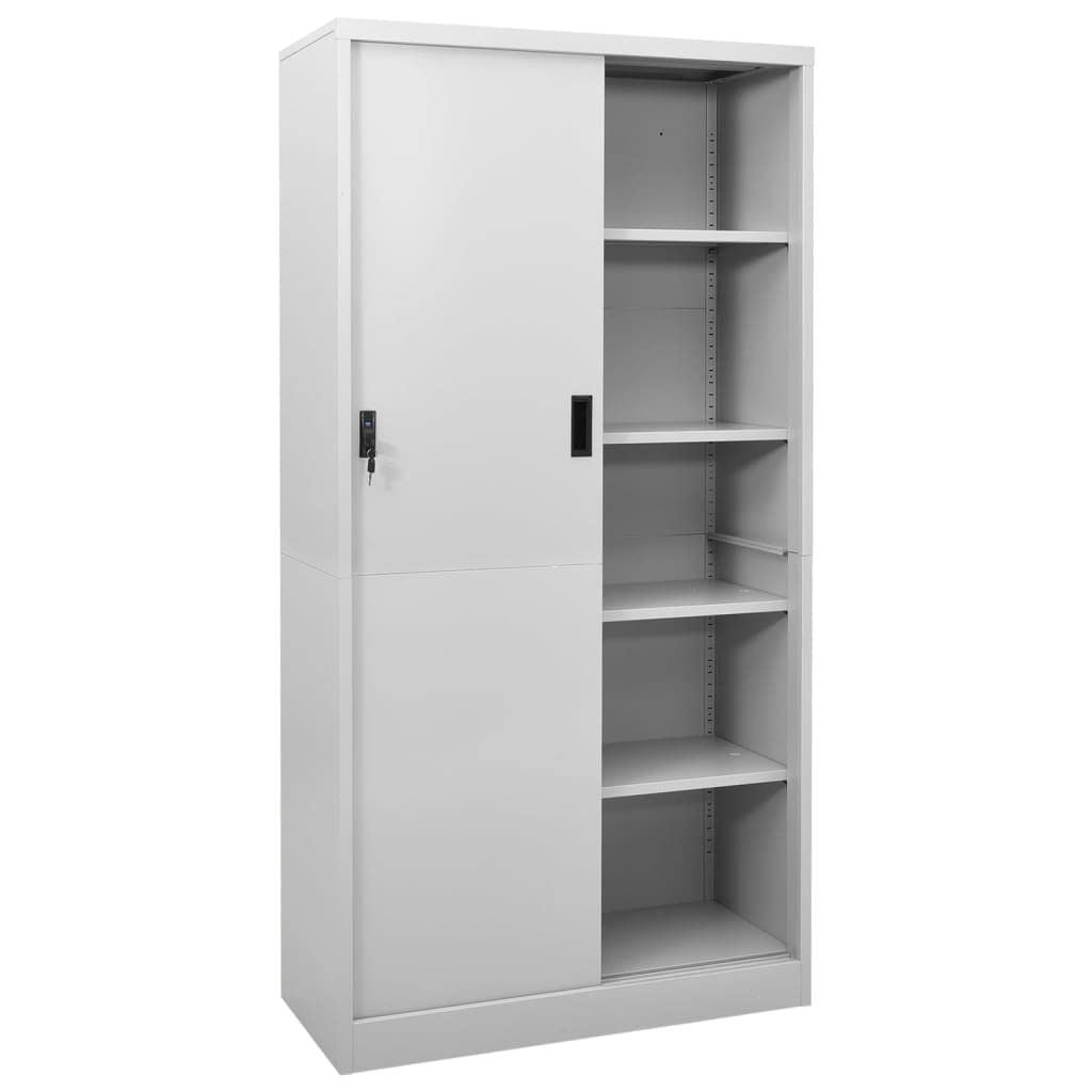 vidaXL Büroschrank mit Schiebetür Aktenschrank Büromöbel Metallschrank Stahlschrank Lagerschrank Universalschrank Schrank Hellgrau 90x40x180cm Stahl