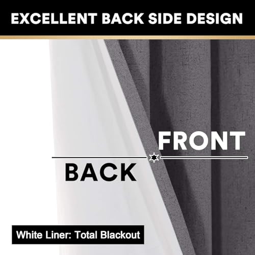Image of PrinceDeco 100% Blackout Curtains for Bedroom Extra Wide Thermal Sliding Glass Door Curtain Linen Blackout Patio Door Window Treatment for Sliding Glass Door,100 X 108 Curtains,Grey