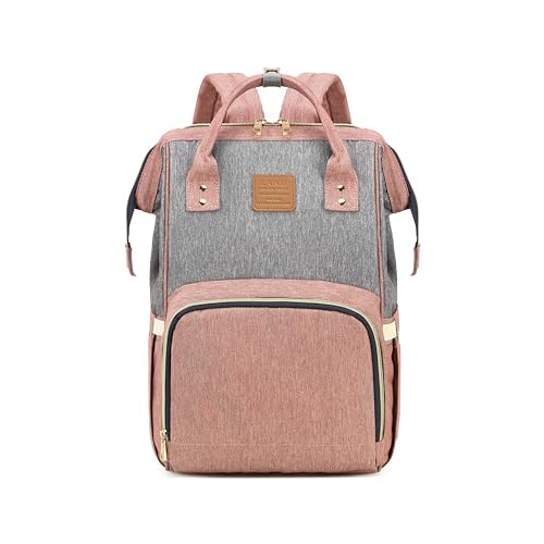 mochila LAND GRANDE AMOR maternidade bolsa maternidade para bebê Mamãe Fralda Sacos Mãe Grande Capacidade Viagem Fralda Mochilas anti-perda zíper Saco de Enfermagem para o bebê nascido (cinza rosa)