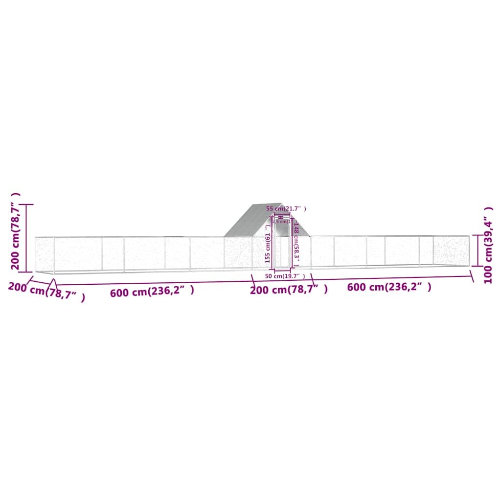 Aviary per Kur 14 x 2 x 2 m, in acciaio zincato | Tetto impermeabile, porta con chiusura a scatto, rete metallica, da montare