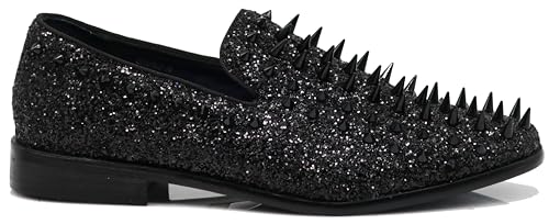 Image of SPK16 Men's Vintage Spike Dress Loafers Slip On Fashion Shoes Classic Tuxedo Dress Shoes