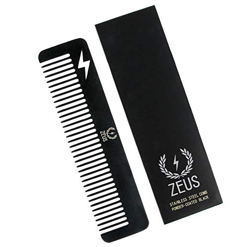 Zeus Handmade Stainless Steel Beard & Mustache Comb, Edc, Heavy-Duty, Sturdy, Durable, Hair Styling, Anti-Static Comb - T22 #TOP3