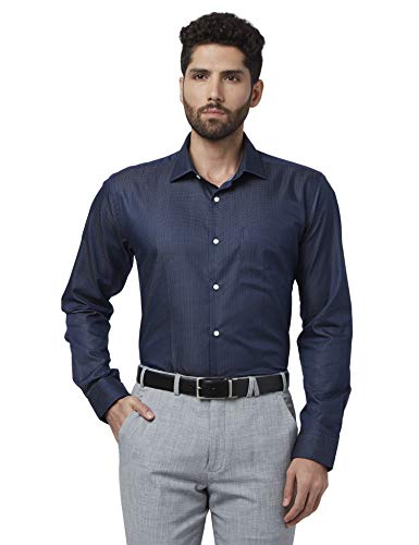Image of Park Avenue Slim Fit Solid Dark Blue Shirt