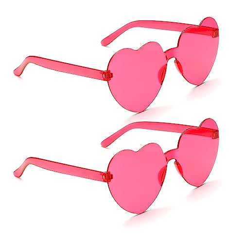 Hoosmoon Heart Shaped Sunglasses, Womens & Kids Unisex, Hot Pink, Oversized, UV Protected, Non-Polarized, Retro Style, Perfect for Parties, Festivals & General Social Occasions
