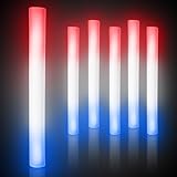6 Pack - LED Foam Stick Baton Supreme - Patriotic - Red, White, & Blue