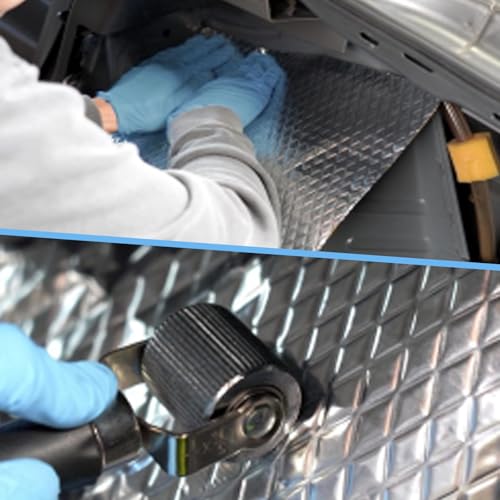 6 sztuk samoprzylepnych mat izolacyjnych z aluminium butylowego, 2 mm, samoprzylepna – 45 x 25 cm alubutylowa mata izolacyjna do samochodu, komory silnika i drzwi – izolacja akustyczna i ochrona przed