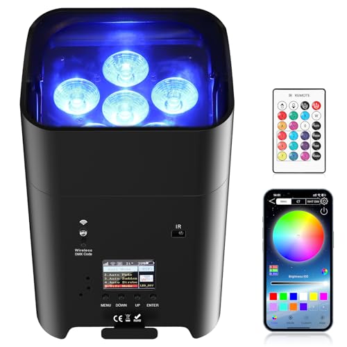 Battery Powered Uplights Rechargeable Par Can 6x18W RGBWA+UV LED Uplight
