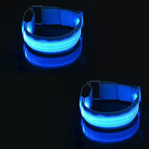 Hsthe Sea 2PCS Brassard LED Rechargeable Brassard Fluorescent Brassards Réfléchissants pour Marche Lumières pour Courir La Nuit -Bleu