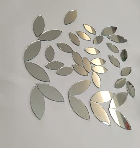 120pcs of Glass Mosaic Tiles Petal Leaves, Glass Supplies for Crafts Craft Mirrors, Mirror Embellishments (Silver Mirror) - Image 3