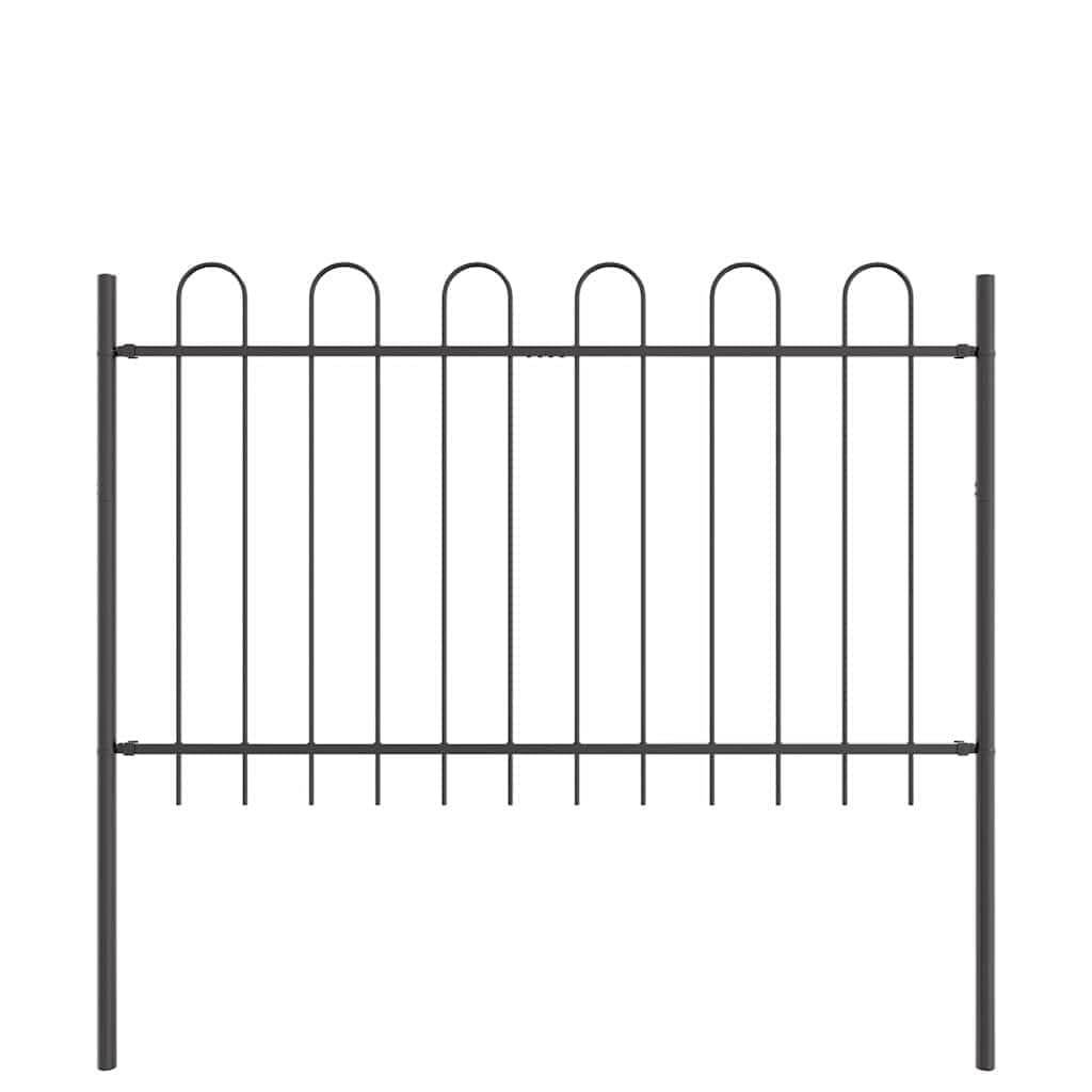 Garden Fence 3 Pcs Grey 5.1 x 1.2 m Powder-Coated Steel Outdoor Metal Boundary Panel Weather Resistant Decorative Garden Border Fence for Yard Terrace Patio Lawn