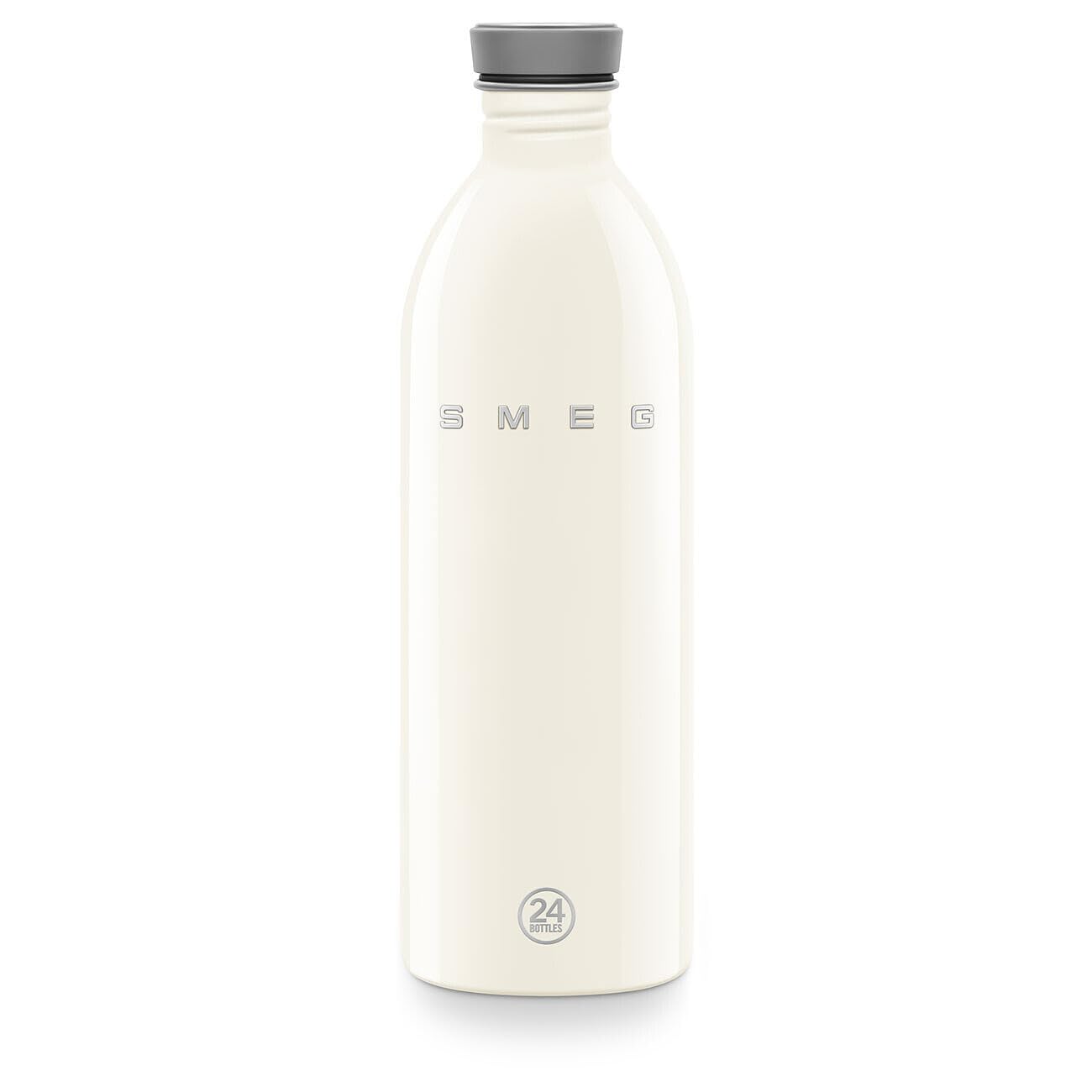 Smeg x 24Bottles Urban Bottle, 1-Liter-Wasserflasche Edelstahl WBF02CR, Nicht Isoliert, Luftdichter Verschluss, Creme