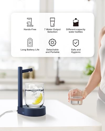 Dispensador de agua de cabecera USB, bomba para botellas de 5 galones portátil y hogar 6