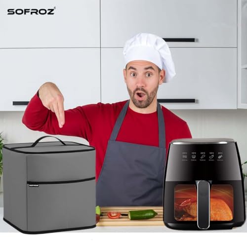 Image of Oven Air Fryer Top Cover with 2 Storage Pockets Inalsa 5.5L - Dustproof & Waterproof, Washable Protective Cover for Kitchen Appliances Inalsa 5.5L (Grey)