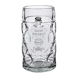 LUXENTU Bierkrug Isar mit Gravur, Henkelkrug mit 1 Liter Einschenklinie...