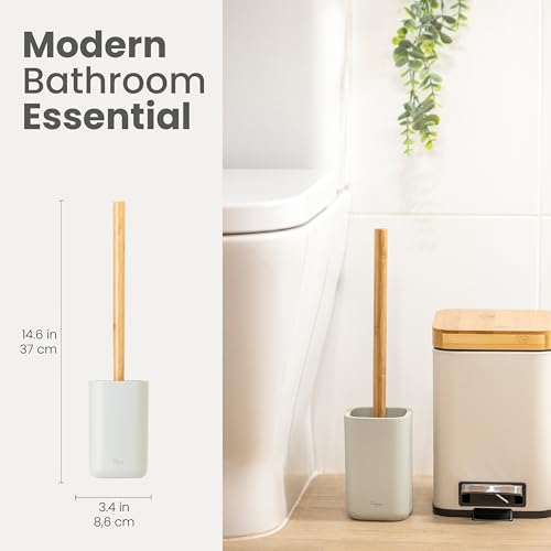 Image of Vigar Zense Toilet Brush and Holder Set, Polyresin Stone, Light Gray