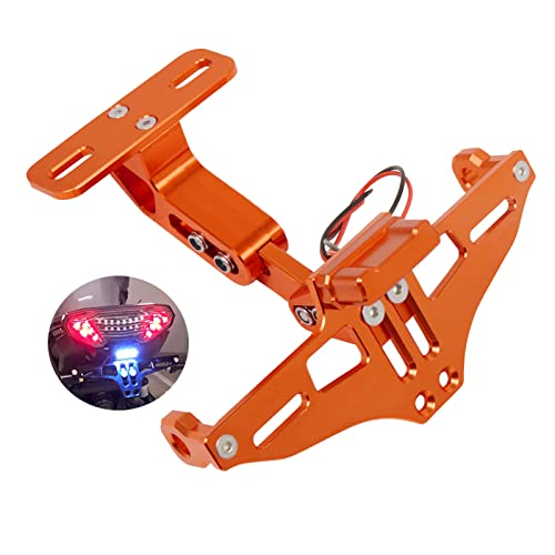 Worldmotop Motorcycle License Plate Bracket Fender Eliminator Kit Universal Replacement for Yamaha Kawasaki Honda Ducati Suzuki BMW Adjustable Light Tail Tidy Holder Mount(orange)