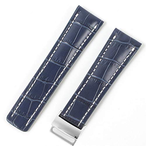 Preisvergleich Produktbild 20MM 22MM Genitalsit-Watchstrap-Lins1676 24MM Echtes Kuh-Leder-Uhrenarmband für die WatchStrap-Serie Armband Armbanduhr Frauen Man Zubehör blau