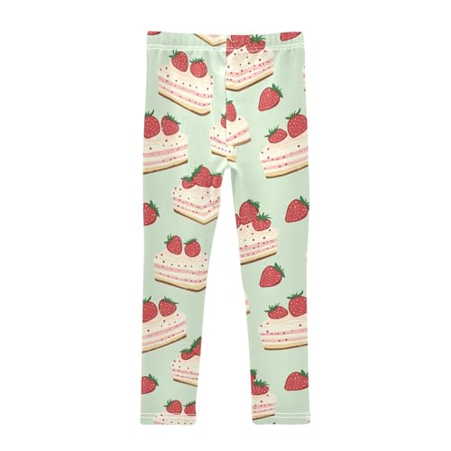 Wusikd Cute Strawberry Girls' Leggings Toddler Doodles Cake Kids Yoga Pants Dance Active Tights 4T2