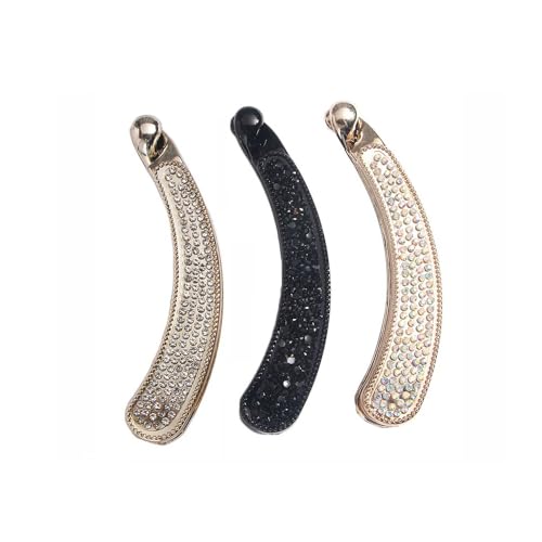 3 piezas Pinzas para cabello con diseño de piedra brillante, accesorios para el cabello de color blanco, negro, marrón y multicolor miniatura 1