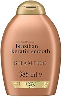 OGX Ever Straightening + Brazilian Keratin Therapy Smoothing Shampoo with Coconut Oil, Cocoa Butter & Avocado Oil for Lustrous, Shiny Hair, Paraben-Free, Sulfate-Free Surfactants, 13 floz