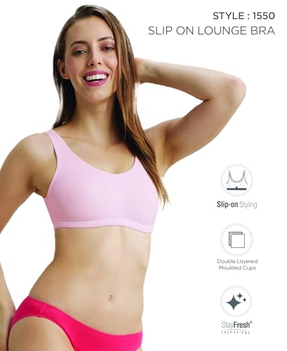 Image of Jockey 1550 Women Super Combed Cotton Elastane Stretch Slip On Lounge Bra with StayFresh Treatment