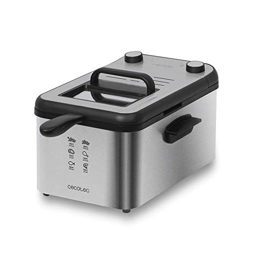 Cecotec Freidora Eléctrica CleanFry 3000 Full INOX. freidora de 3 litros, Filtro OilCleaner, 2400 W, cubeta, cestillo de freír, Aptos para lavavajillas, 30 Minutos y cubeta de Acero