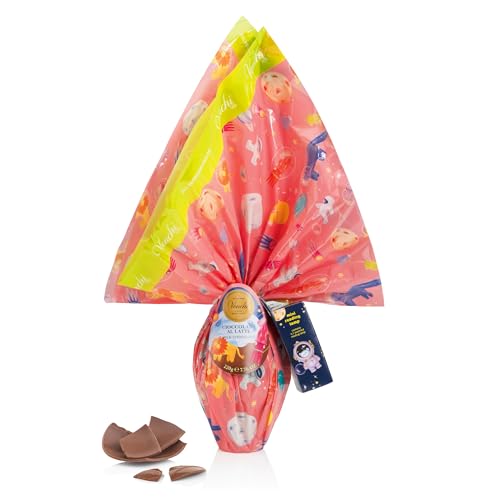 Venchi - Uovo di Cioccolato Rosa, Gusto Cioccolato al Latte, con 2 Sorprese per Bambini, Senza Glutine, 220 gr, Collezione Pasqua, Idea Regalo