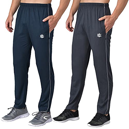 Image of eKools� Plain Trackpants for Men | Plain Trackpants | Basic Trackpants | Two Side Pockets with One Zip Pocket for Phone | 100% Cotton | Men's Trackpants (Pack of 2)