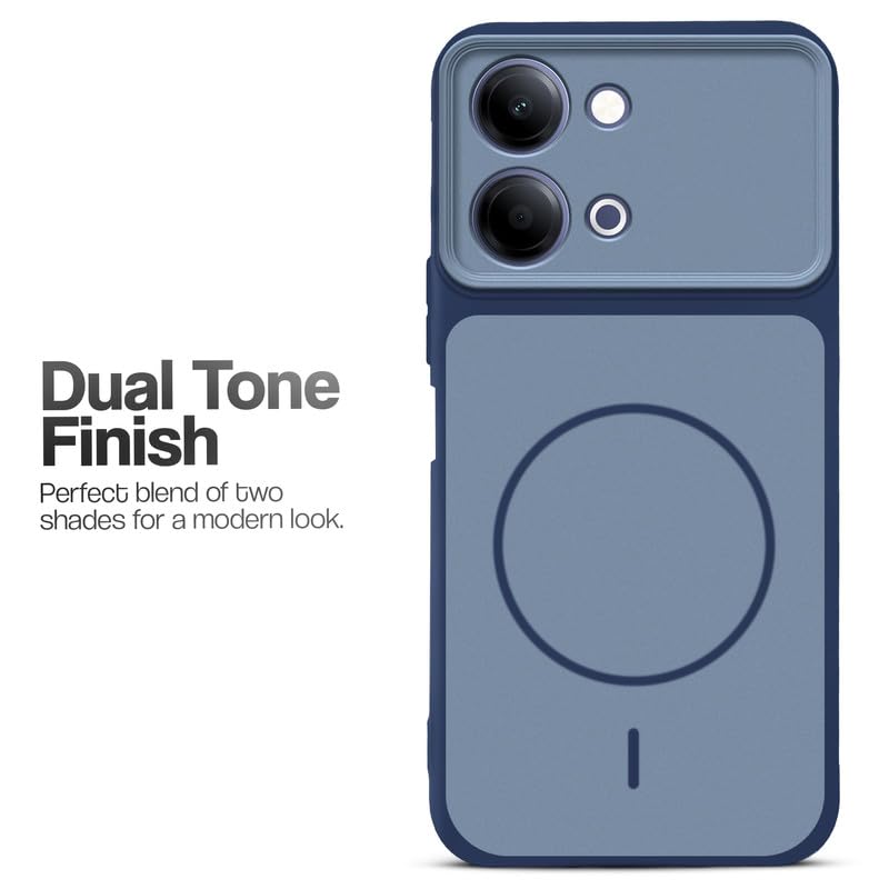 Image of Mr. Case Back Cover for Vivo Y11 5G | Ring Design Protective Case with Camera Cut Protection | Anti Slip Grip | Shockproof Mobile Cover - Blue